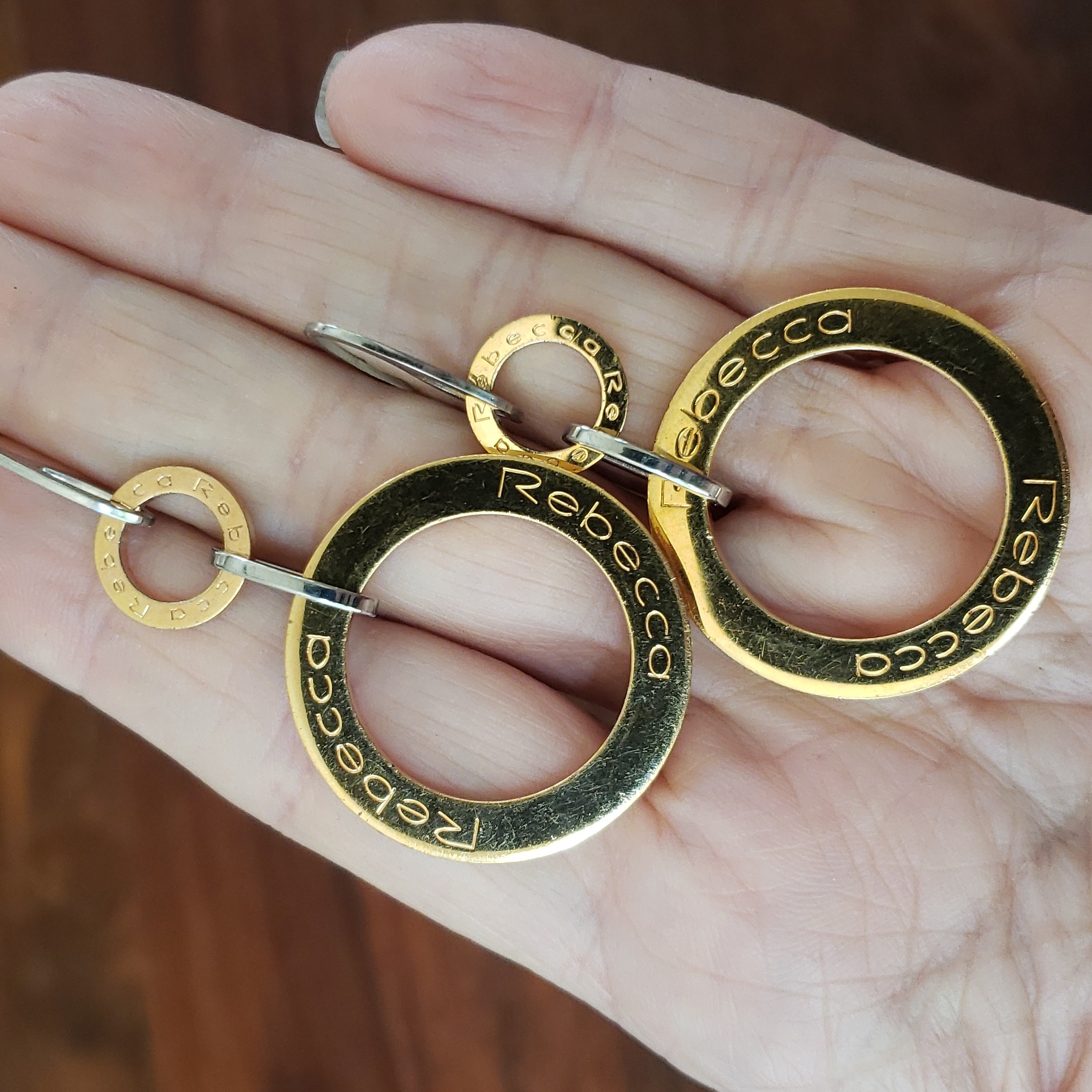 Rebecca 18k Rose Gold And Silver Double Circle Earrings